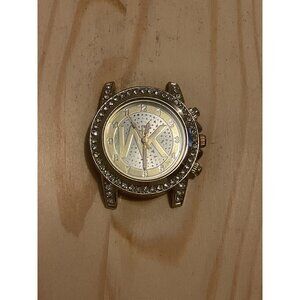 Michael Kors Gold-Tone Watch Face With Rhinestone Accents & Gold and White Dial